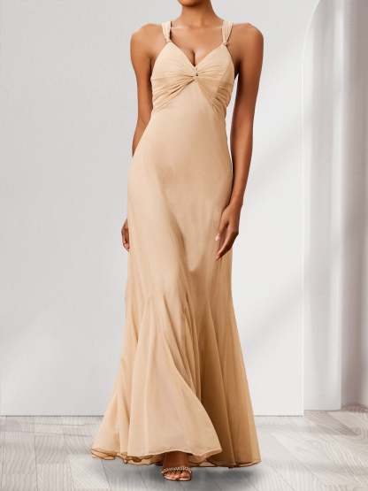 Sheath Column Sweetheart Sleeveless Chiffon Bridesmaid Dresses with Ruched
