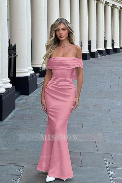 Sleeveless Off the Shoulder Long Mermaid Formal Dress With Pleated