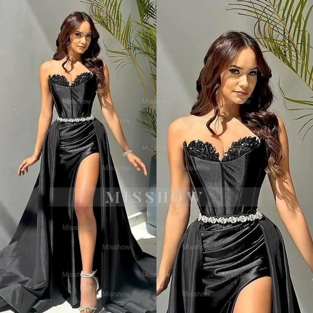 Sleeveless Strapless Long Mermaid Formal Dress With Split Beading