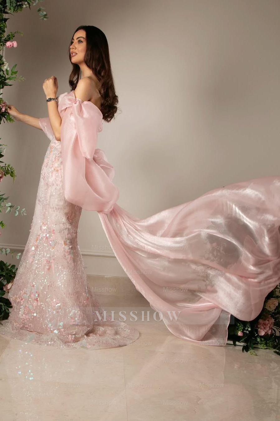 Sleeveless Strapless Mermaid Long Formal Dress With Sequins Ruffles