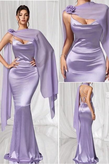 Spaghetti Strap Backless Sleeveless Long Mermaid Formal Dress With Pleated