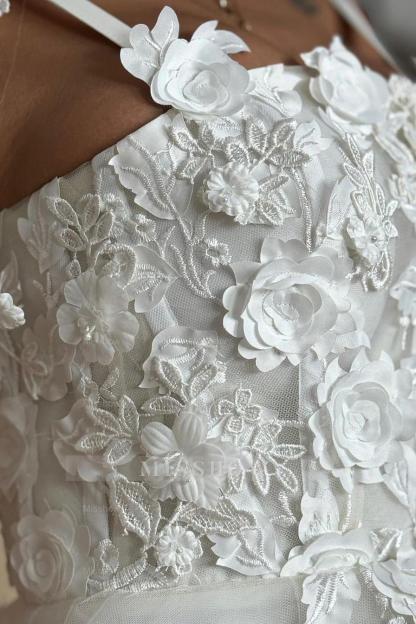 Spaghetti Strap Sleeveless A Line Formal Dress With Lace Appliques