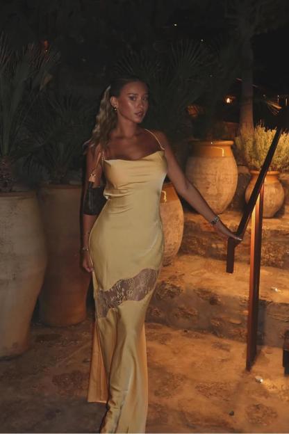 Spaghetti Strap Sleeveless Backless Mermaid Long Formal Dress With Lace