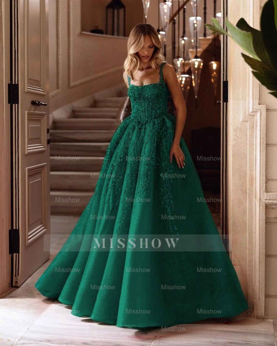 Spaghetti Strap Sleeveless Long A Line Formal Dress With Beading