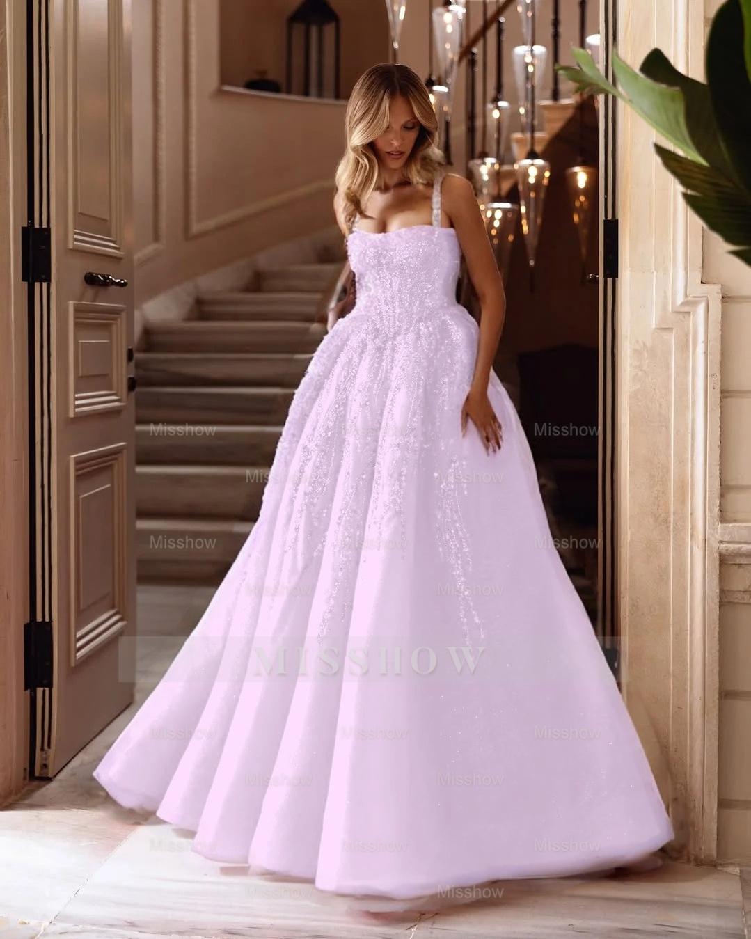 Spaghetti Strap Sleeveless Long A Line Formal Dress With Beading