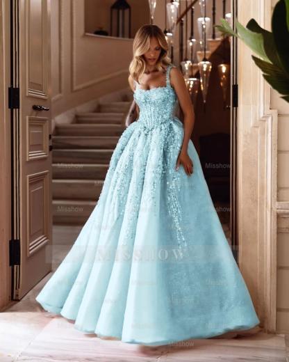 Spaghetti Strap Sleeveless Long A Line Formal Dress With Beading