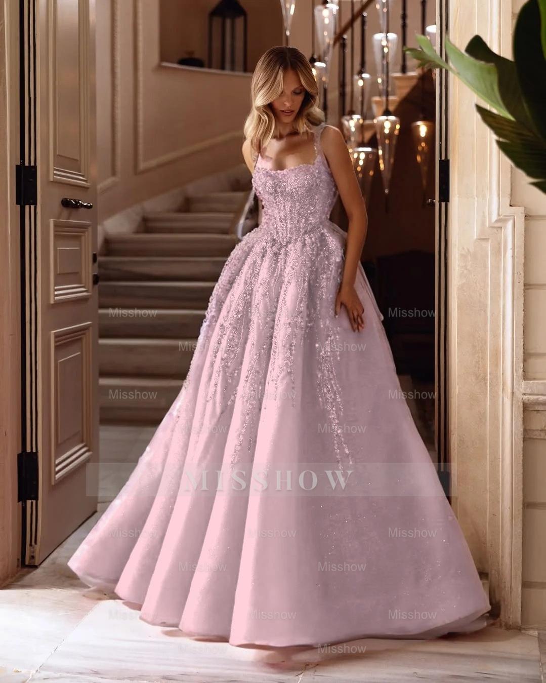 Spaghetti Strap Sleeveless Long A Line Formal Dress With Beading