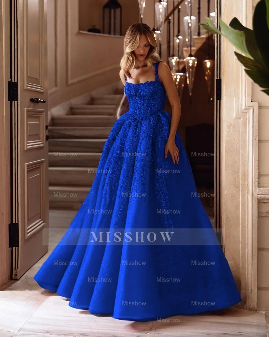 Spaghetti Strap Sleeveless Long A Line Formal Dress With Beading