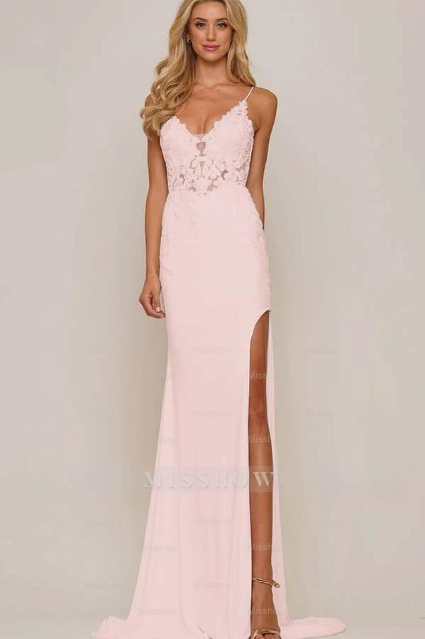 Spaghetti Strap Sleeveless Long Mermaid Formal Dress With Appliques