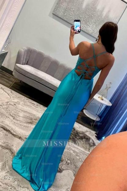 Spaghetti Strap Sleeveless Long Mermaid Formal Dress With Appliques