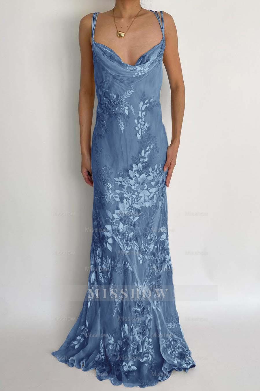 Spaghetti Strap Sleeveless Long Mermaid Formal Dress With Appliques