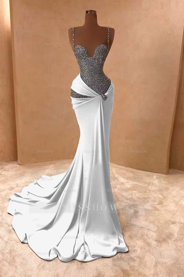 Spaghetti Strap Sleeveless Long Mermaid Formal Dress With Beading