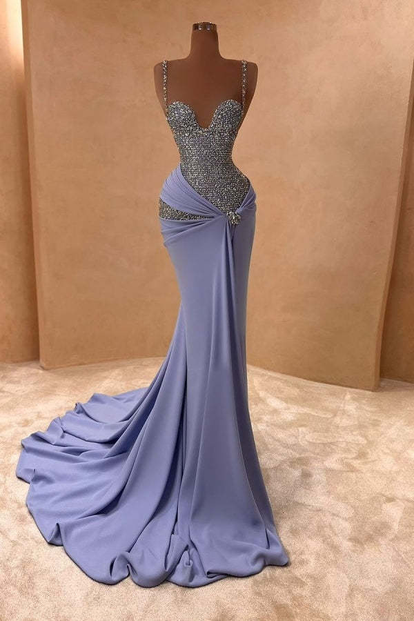 Spaghetti Strap Sleeveless Long Mermaid Formal Dress With Beading