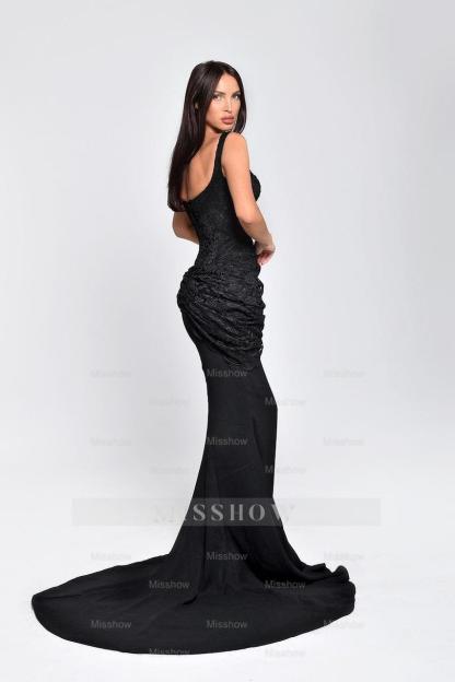 Spaghetti Strap Sleeveless Long Mermaid Formal Dress With Lace Embroidery