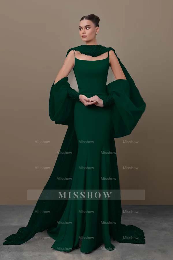 Spaghetti Strap Sleeveless Long Mermaid Formal Dress With Sequins