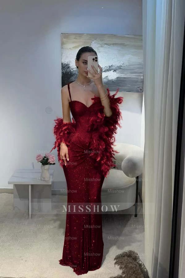 Spaghetti Strap Sleeveless Long Mermaid Formal Dress With Sequins