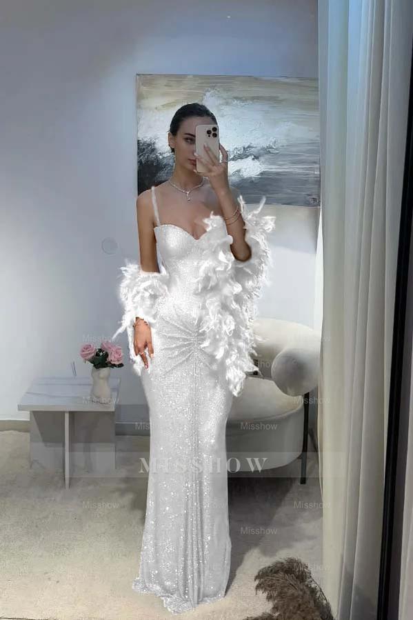 Spaghetti Strap Sleeveless Long Mermaid Formal Dress With Sequins