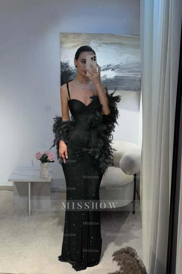 Spaghetti Strap Sleeveless Long Mermaid Formal Dress With Sequins