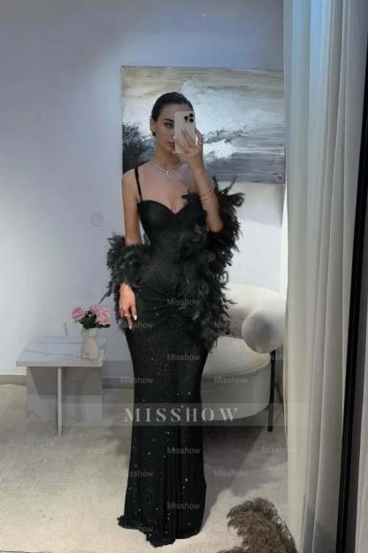 Spaghetti Strap Sleeveless Long Mermaid Formal Dress With Sequins