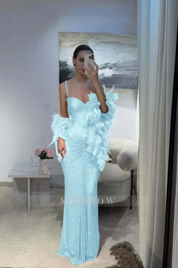 Spaghetti Strap Sleeveless Long Mermaid Formal Dress With Sequins