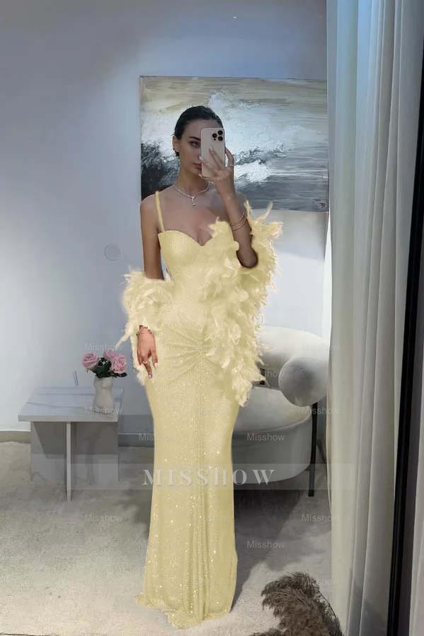 Spaghetti Strap Sleeveless Long Mermaid Formal Dress With Sequins