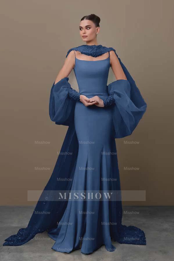 Spaghetti Strap Sleeveless Long Mermaid Formal Dress With Sequins