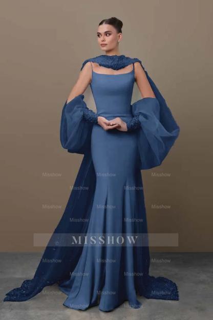 Spaghetti Strap Sleeveless Long Mermaid Formal Dress With Sequins