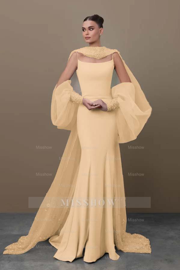 Spaghetti Strap Sleeveless Long Mermaid Formal Dress With Sequins