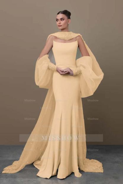 Spaghetti Strap Sleeveless Long Mermaid Formal Dress With Sequins