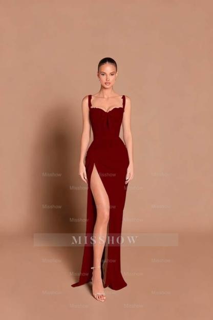 Spaghetti Strap Sleeveless Long Mermaid Formal Dress With Split