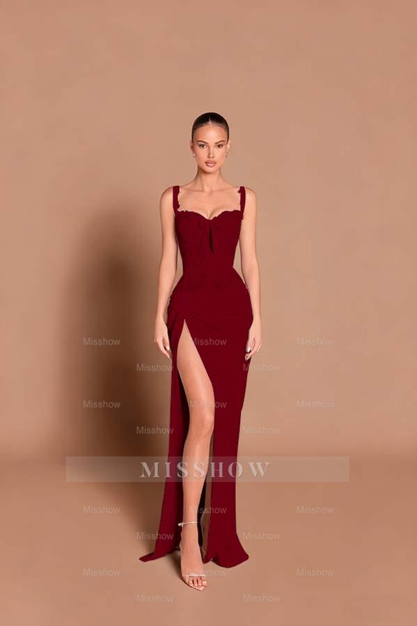 Spaghetti Strap Sleeveless Long Mermaid Formal Dress With Split
