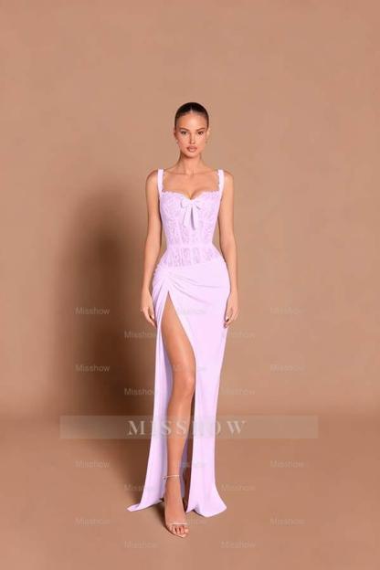 Spaghetti Strap Sleeveless Long Mermaid Formal Dress With Split