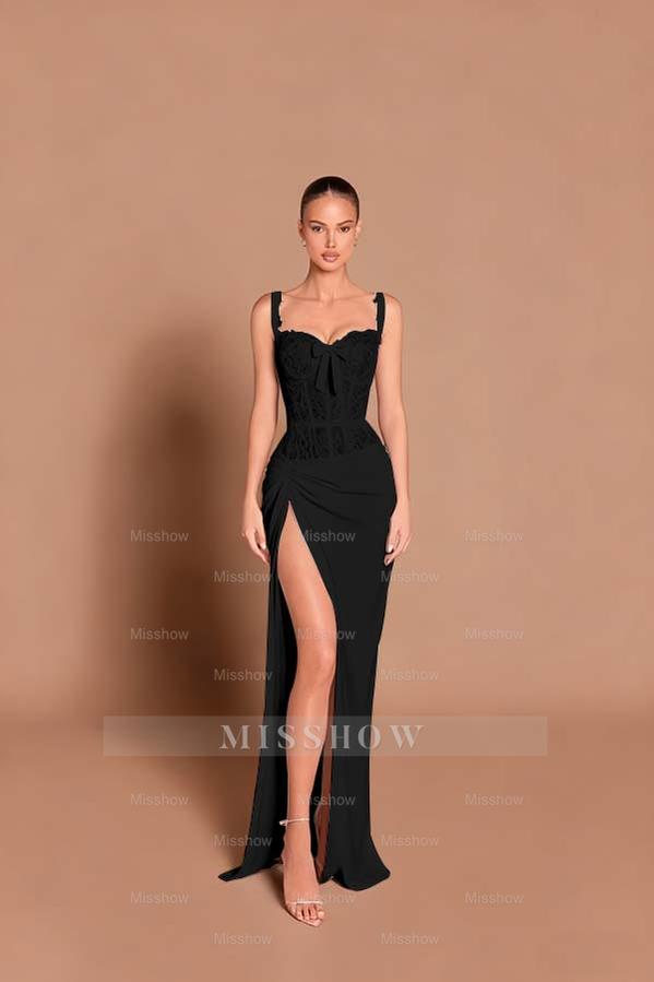 Spaghetti Strap Sleeveless Long Mermaid Formal Dress With Split