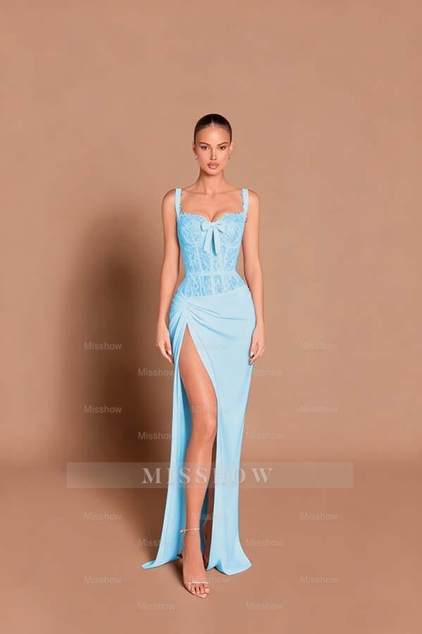 Spaghetti Strap Sleeveless Long Mermaid Formal Dress With Split