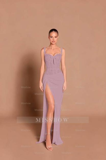 Spaghetti Strap Sleeveless Long Mermaid Formal Dress With Split