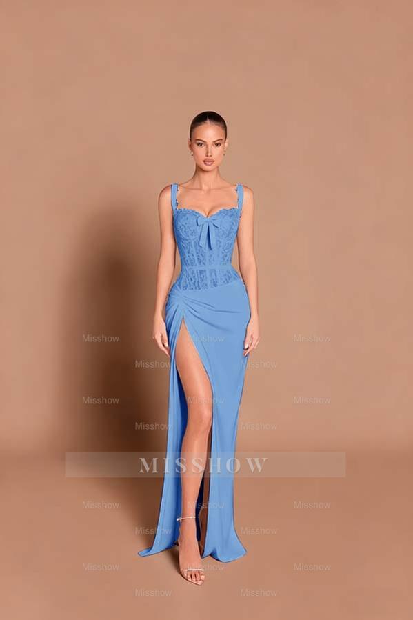 Spaghetti Strap Sleeveless Long Mermaid Formal Dress With Split