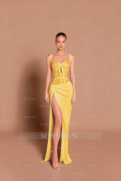 Spaghetti Strap Sleeveless Long Mermaid Formal Dress With Split