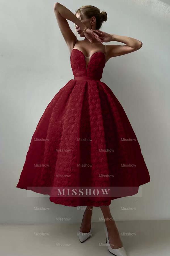 Strapless Sleeveless Long A Line Formal Dress With Appliques Belt