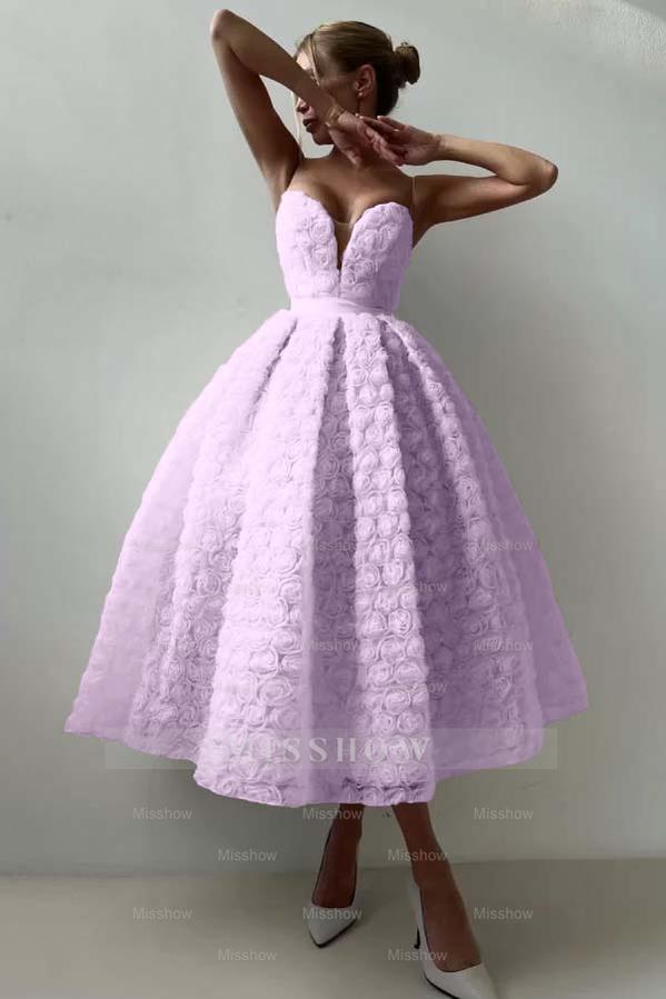 Strapless Sleeveless Long A Line Formal Dress With Appliques Belt