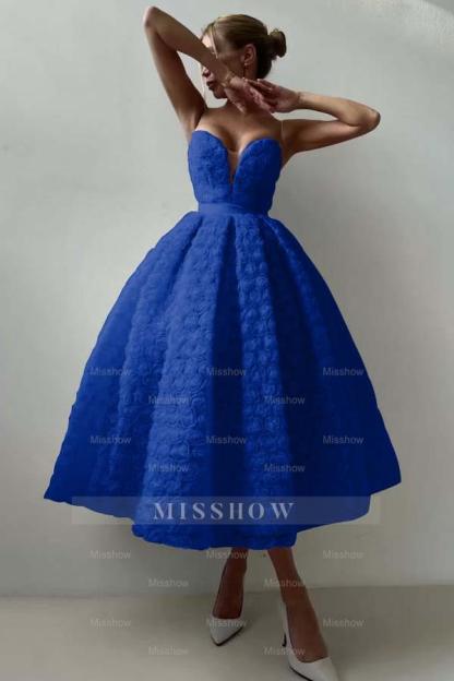 Strapless Sleeveless Long A Line Formal Dress With Appliques Belt