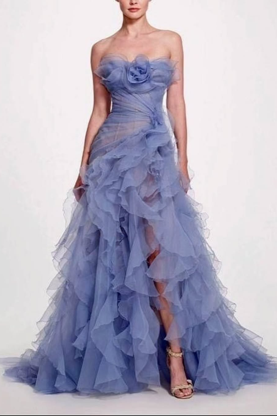 Strapless Sleeveless Long High Split Formal Dress With Pleated