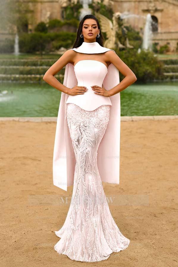 Strapless Sleeveless Long Mermaid Formal Dress With Appliques