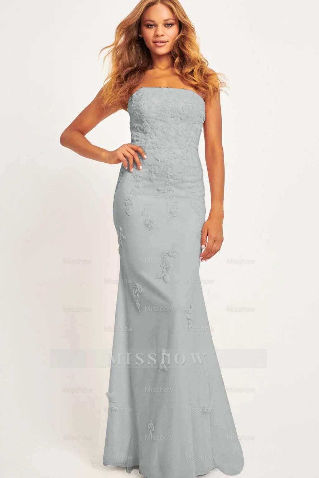 Strapless Sleeveless Long Mermaid Formal Dress With Appliques