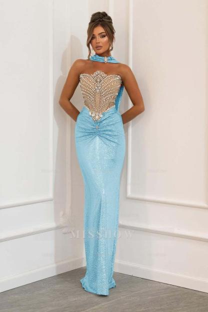 Strapless Sleeveless Long Mermaid Formal Dress With Beading Pleated