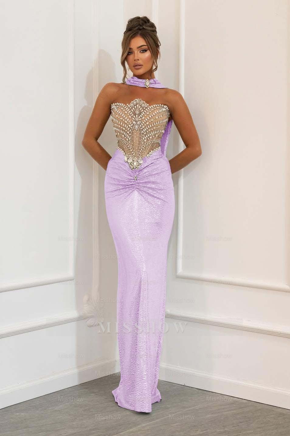 Strapless Sleeveless Long Mermaid Formal Dress With Beading Pleated