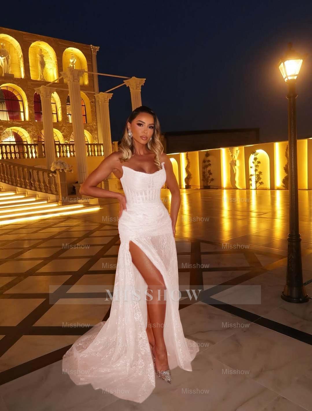 Strapless Sleeveless Long Mermaid Formal Dress With Split Appliques