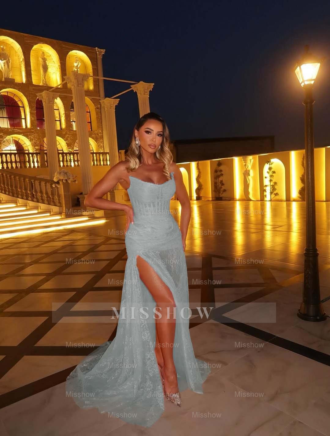 Strapless Sleeveless Long Mermaid Formal Dress With Split Appliques