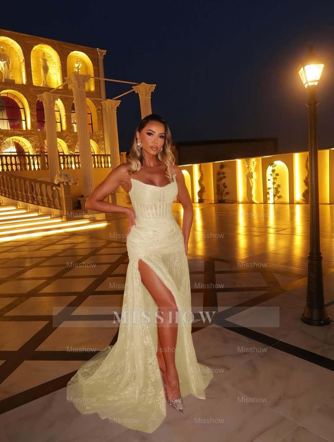 Strapless Sleeveless Long Mermaid Formal Dress With Split Appliques