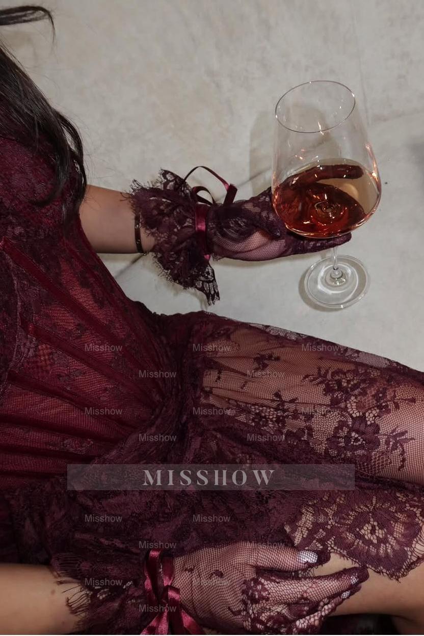 Strapless Sleeveless Long Mermaid Formal Dress With Split Lace