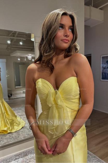 Strapless Sleeveless Long Mermaid Split Formal Dress With Tulle